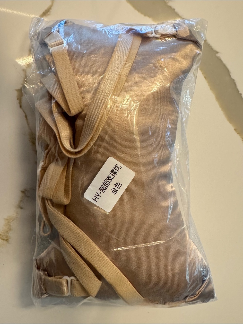 NWOT Champagne Satin Chest Wrinkle Prevention Pillow Anti-Wrinkle Support - Picture 9 of 9